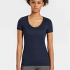 New Rewoolution ALEXANDRIA - t-shirt in merino jersey 140 gr  per donna in colore blu