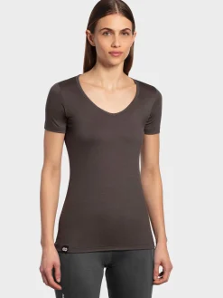 Online Rewoolution ALEXANDRIA - t-shirt in merino jersey 140 gr  per donna in colore marrone