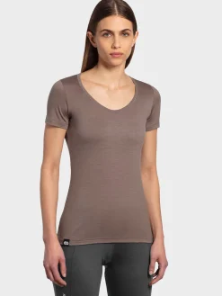 Online Rewoolution ALEXANDRIA - t-shirt in merino jersey 140 gr  per donna in colore marrone