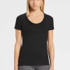 New Rewoolution ALEXANDRIA - t-shirt in merino jersey 140 gr  per donna in colore nero