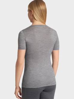 Discount Rewoolution ALEXANDRIA - t-shirt in merino jersey 140 gr  per donna in colore grigio