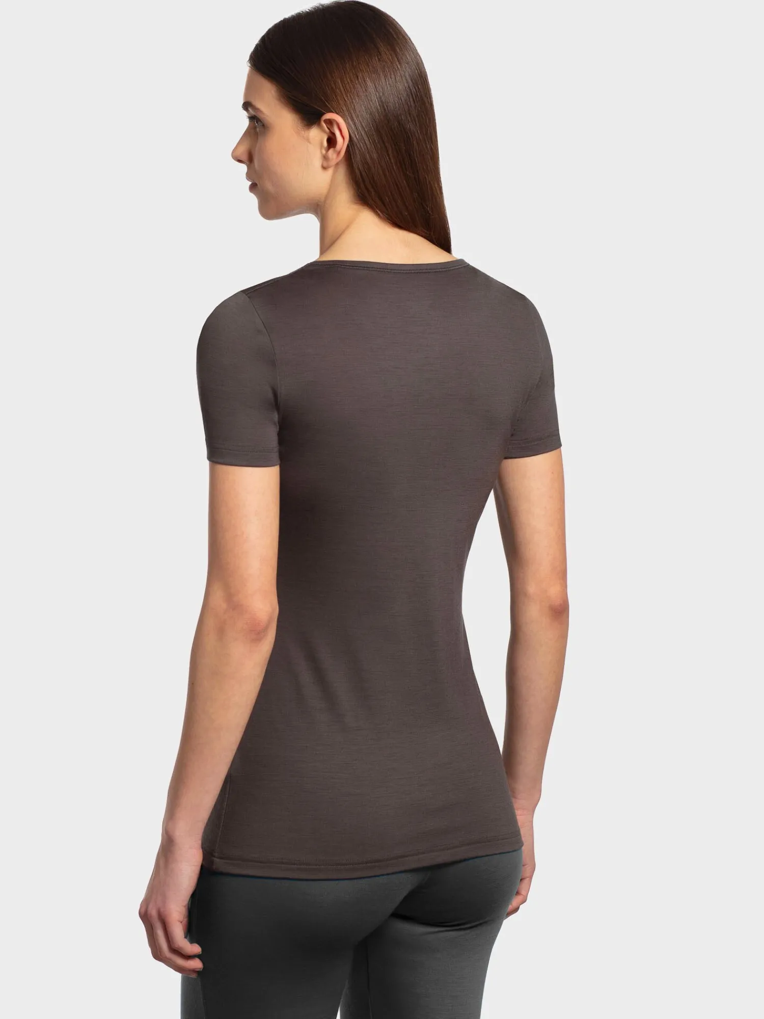 Online Rewoolution ALEXANDRIA - t-shirt in merino jersey 140 gr per donna in colore marrone
