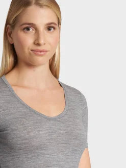 Discount Rewoolution ALEXANDRIA - t-shirt in merino jersey 140 gr per donna in colore grigio