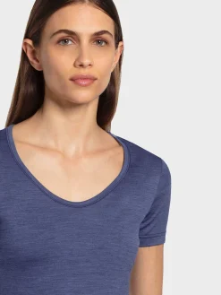 Hot Rewoolution ALEXANDRIA - t-shirt in merino jersey 140 gr per donna in colore blu