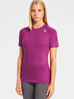Discount Rewoolution ALI - t-shirt in merino jersey 190 gr per donna in colore viola