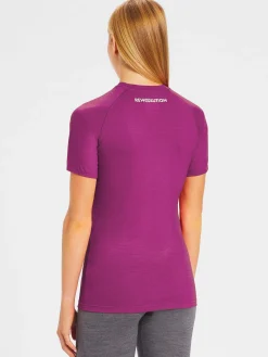 Discount Rewoolution ALI - t-shirt in merino jersey 190 gr per donna in colore viola