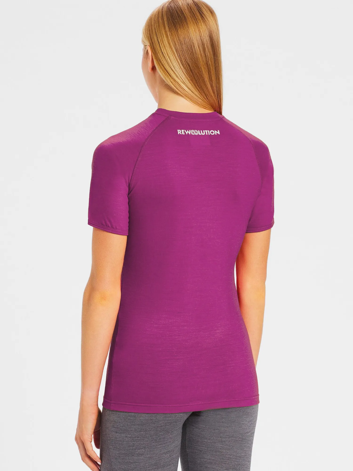 Discount Rewoolution ALI - t-shirt in merino jersey 190 gr per donna in colore viola