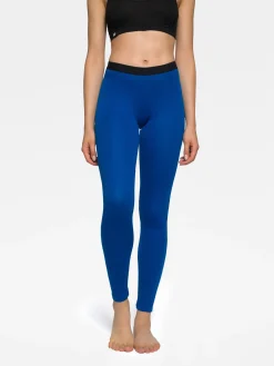 Outlet Rewoolution COVER - leggings in merino mesh 180 gr  per donna in colore blu