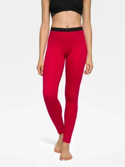 New Rewoolution COVER - leggings in merino mesh 180 gr  per donna in colore rosso