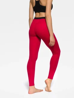 New Rewoolution COVER - leggings in merino mesh 180 gr  per donna in colore rosso