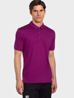 Outlet Rewoolution FLIP - polo in merino jersey 190 gr per uomo in colore viola