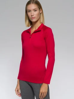 Outlet Rewoolution LINDSEY - felpa in merino jersey 190 gr per donna in colore rosso