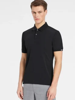 Clearance Rewoolution ORO - polo in merino piquet 210 gr per uomo in colore nero