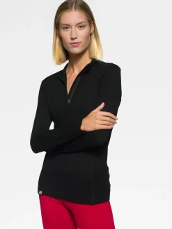 New Rewoolution POLLUX - felpa in merino mesh 180 gr per donna in colore nero