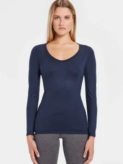 Sale Rewoolution ROXBY - t-shirt in merino jersey 140 gr per donna in colore blu