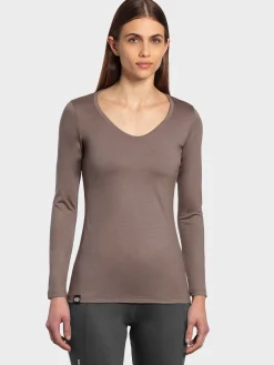 Online Rewoolution ROXBY - t-shirt in merino jersey 140 gr per donna in colore marrone