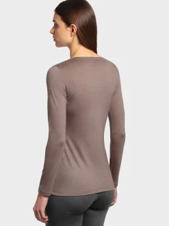 Online Rewoolution ROXBY - t-shirt in merino jersey 140 gr per donna in colore marrone