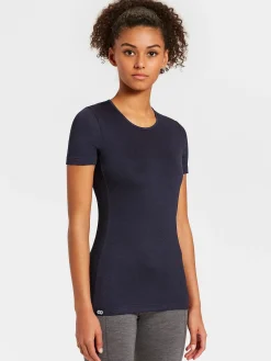 Sale Rewoolution SKIN - t-shirt in merino mesh 180 gr  per donna in colore blu