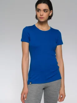 Online Rewoolution SKIN - t-shirt in merino mesh 180 gr  per donna in colore blu