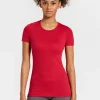 Outlet Rewoolution SKIN - t-shirt in merino mesh 180 gr  per donna in colore rosso