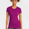 Outlet Rewoolution SKIN - t-shirt in merino mesh 180 gr  per donna in colore viola