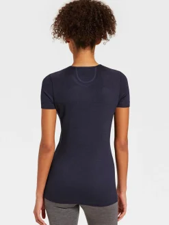 Sale Rewoolution SKIN - t-shirt in merino mesh 180 gr  per donna in colore blu