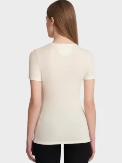 Fashion Rewoolution SKIN - t-shirt in merino mesh 180 gr  per donna in colore bianco