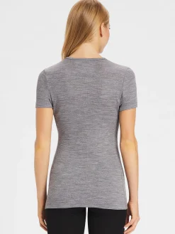 Sale Rewoolution SKIN - t-shirt in merino mesh 180 gr  per donna in colore grigio