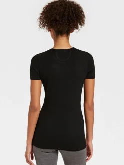 Best Rewoolution SKIN - t-shirt in merino mesh 180 gr  per donna in colore nero