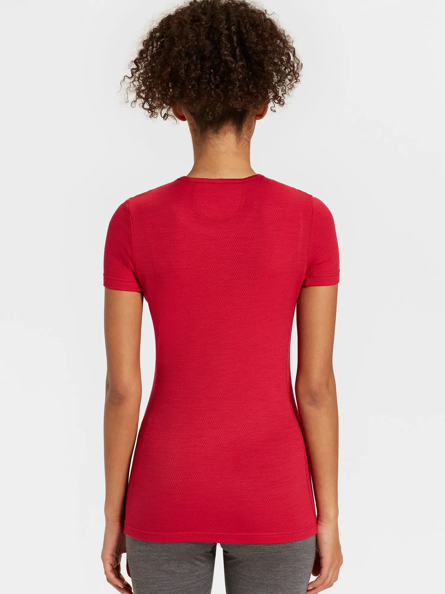 Outlet Rewoolution SKIN - t-shirt in merino mesh 180 gr per donna in colore rosso