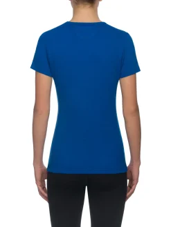 Online Rewoolution SKIN - t-shirt in merino mesh 180 gr per donna in colore blu